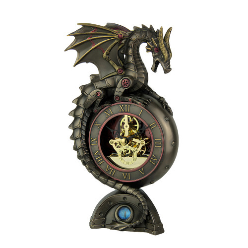 Steampunk Dragon Bronze Finish Table Clock With Moving Clockworks Main image