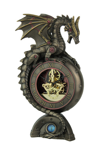 Steampunk Dragon Bronze Finish Table Clock With Moving Clockworks Main image