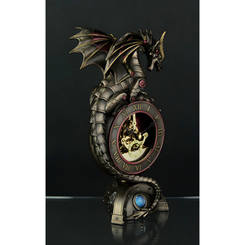 Steampunk Dragon Bronze Finish Table Clock With Moving Clockworks Additional image