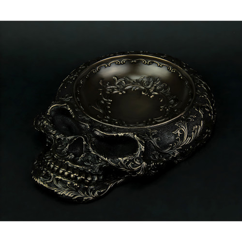 Antiqued Bronze Finish Human Skull Decorative Dish Additional image
