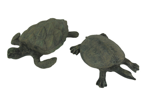 Hawksbill and Soft Shell Sea Turtle 2 Piece Statue Set Main image