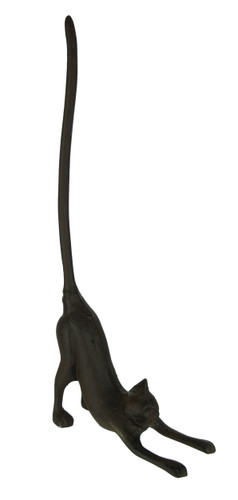 Rustic Brown Cast Iron Stretching Cat Paper Towel Holder Main image