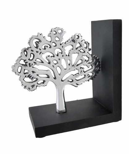 Wood/Polished Aluminum Tree of Life Bookend Main image