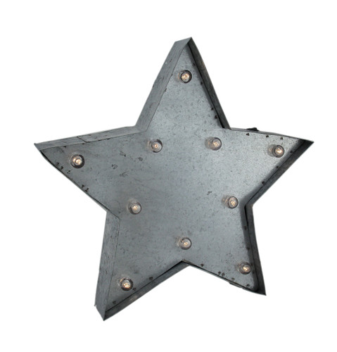 Silver Galvanized Finish Rustic Hanging Metal Marquee Star Main image