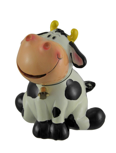 Scratch & Dent Belle the Black and White Hungry Cow Coin Bank Main image