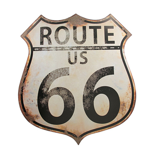 Distressed Finish US Route 66 Metal Wall Sign Highway Main image