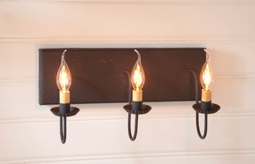 Three Arm Vanity Light in Hartford Black over Red Additional image