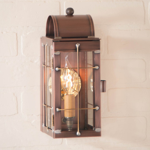 Irvin's Country Tinware Cape Cod Wall Lantern in Antique Copper Additional image