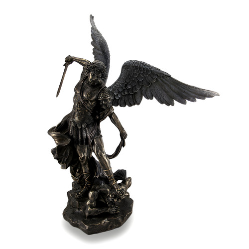 Saint Michael Slays Lucifer Bronzed Sculptured Statue 31 in. Additional image
