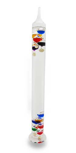 Glass Galileo Thermometer With 11 Colored Floating Vessels Main image