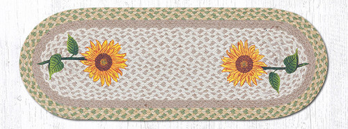 Earth Rugs OP-529 Tall Sunflowers Oval Patch Runner 13" x 36" Main image