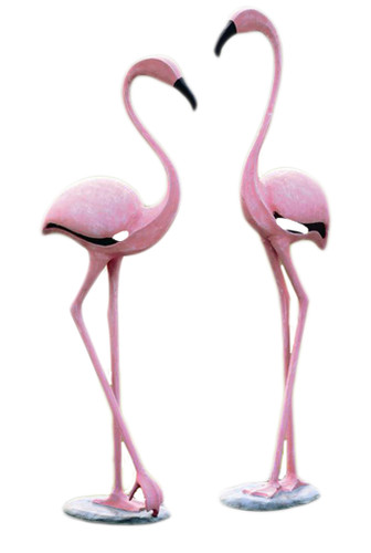 Aluminum Pink Flamingo Pair Sculpture Indoor / Outdoor Main image