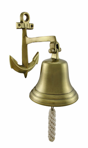 Polished Brass Finish Ship Bell and Anchor Wall Hanging Main image