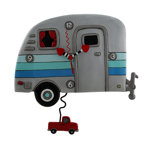 Allen Designs Happy Campers Whimsical Wall Clock with Red Truck Shaped Pendulum Main image