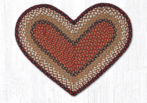 Earth Rugs C-19 Burgundy / Mustard Heart Braided Rug 20" x 30" Main image