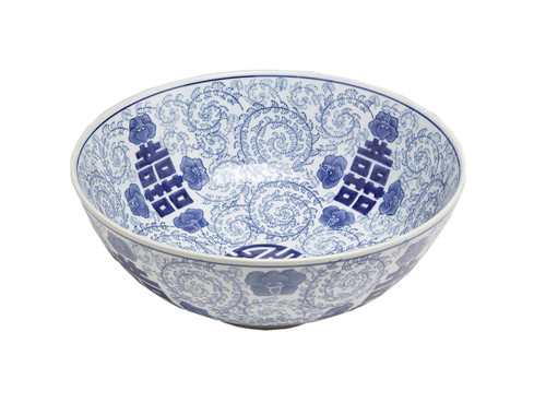 AA Importing 59880 14 Inch Blue And White Bowl Main image