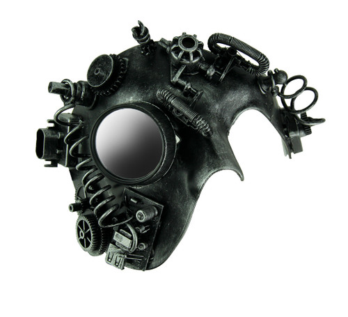 Scratch & Dent Metallic Silver Steampunk Phantom Adult Costume Mask Main image