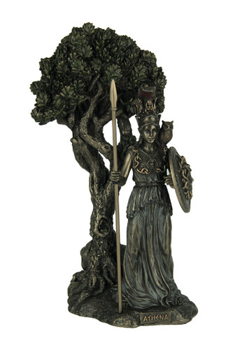 Greek Goddess Athena Under Olive Tree Bronze Finish Statue Main image