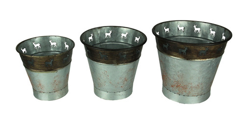 Rustic Metal Deer Cutouts Primitive Bucket Set of 3 Main image