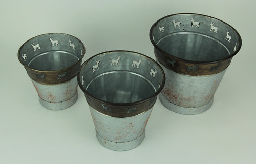 Rustic Metal Deer Cutouts Primitive Bucket Set of 3 Additional image