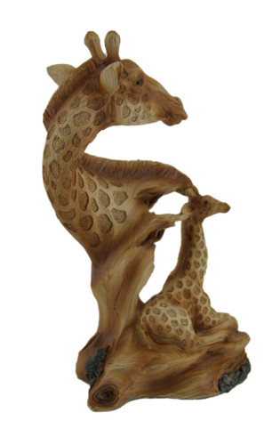 Scratch & Dent Carved Wood Look Mother Giraffe and Calf Tabletop Statue Additional image
