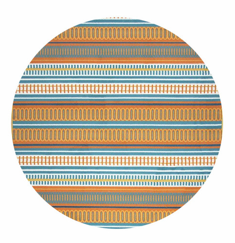 Rizzy Home Glendale 5'5" X 5'5" Round Area Rug Orange, Yellow, Aqua/Blue, Ivory Main image