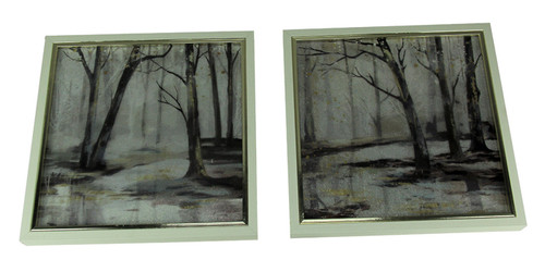 Set of 2 Winter Forest Framed Nature Art Prints 13 Inches Square Main image