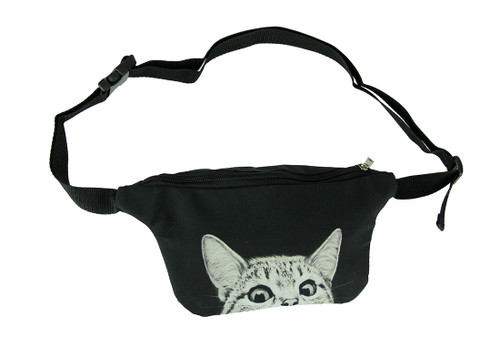 Black and White Peeking Cat Adjustable Fanny Pack Main image