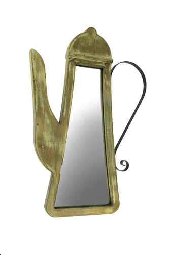 Antiqued Weathered Wood Frame Teapot Wall Mirror Main image
