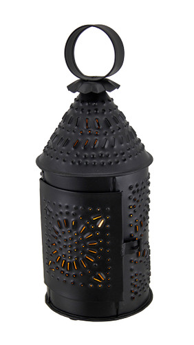 Punched Tin Antique Blackened Finish Revere Candle Lantern 10 Inch Main image