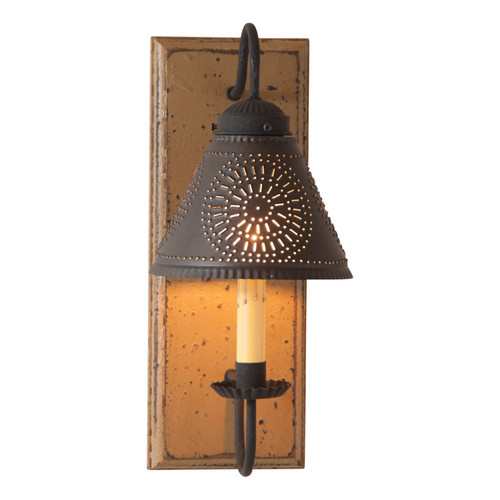 Crestwood Wall Sconce in Pearwood With Kettle Black Finish Shade 15 Inches Additional image
