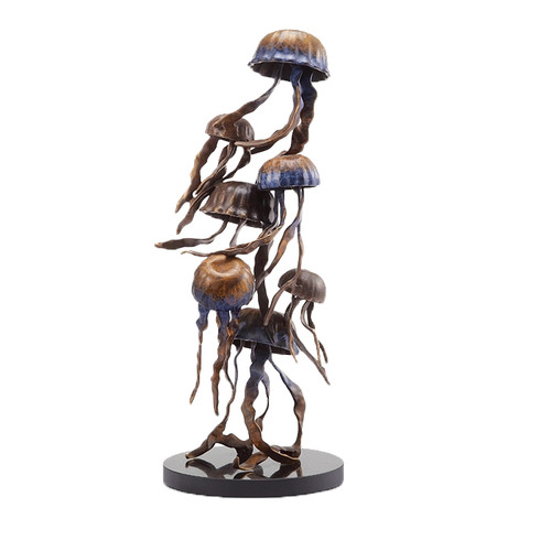 Jellyfish Sextet Brass Statue on Marble Base Main image