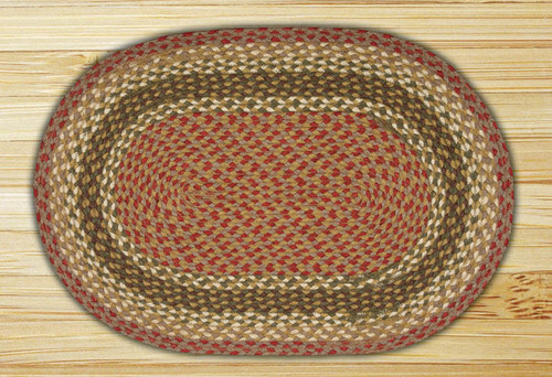 Earth Rugs C-24 Olive / Burgundy / Gray Oval Braided Rug 2 Feet x 8 Feet Main image