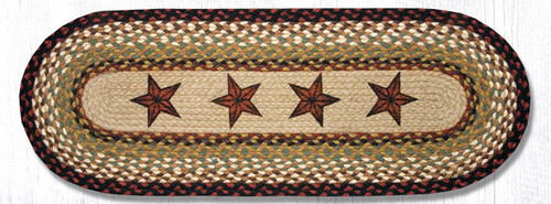 Earth Rugs OP-19 Barn Stars Oval Patch Runner 13" x 36" Main image