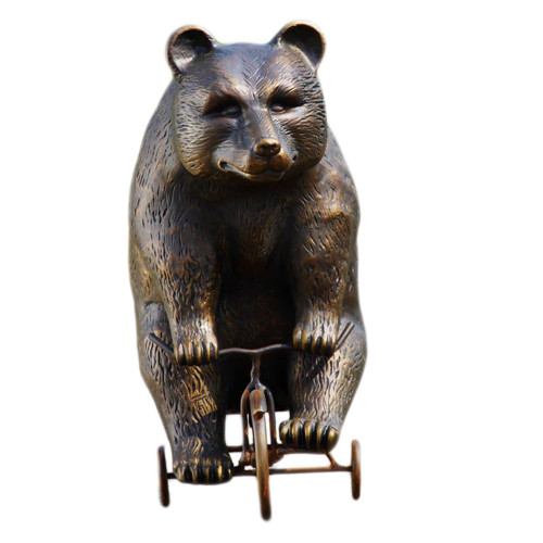 Adorable Big Bear on Little Trike Metal Yard Sculpture Main image