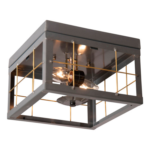 Irvin's Country Tinware Double Ceiling Light with Brass Bars in Country Tin Main image