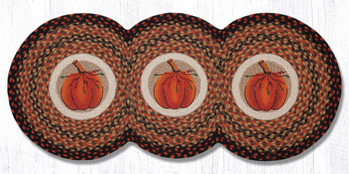 Earth Rugs TCP-222 Harvest Pumpkin Printed Tri Circle Runner 15" x 36" Main image