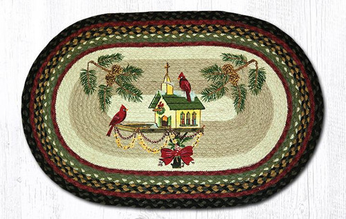 Earth Rugs OP-338 Christmas Birdhouse Oval Patch 20" x 30" Main image