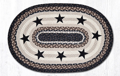 Earth Rugs OP-313 Black Stars Oval Patch 20" x 30" Main image