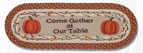 Earth Rugs OP-222 Come Gather at Our Table Oval Patch Runner 13" x 36" Main image