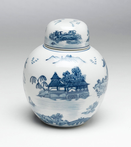 AA Importing 59766 Blue And White Round Jar With Lid Main image