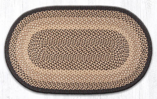 Earth Rugs C-17 Chocolate / Natural Oval Braided Rug 27" x 45" Main image