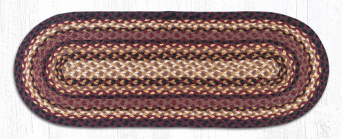 Earth Rugs C-371 Black Cherry / Chocolate / Cream Jute Table Runner 13" x 36" Main image