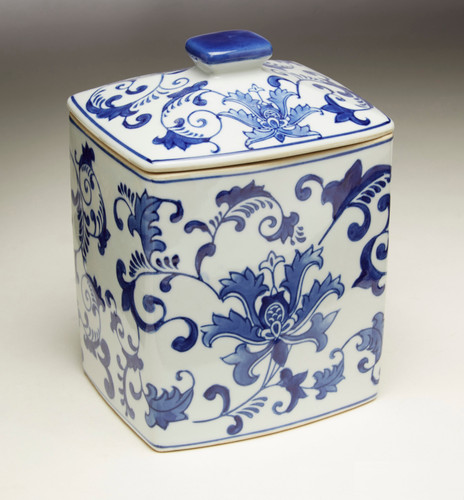 AA Importing 59780 Blue And White Square Jar With Lid Main image