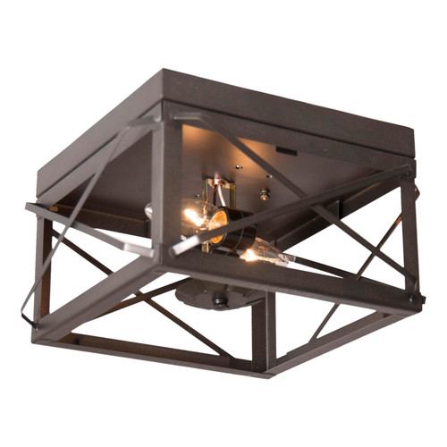 Irvin's Country Tinware Double Ceiling Light with Folded Bars in Kettle Black Main image