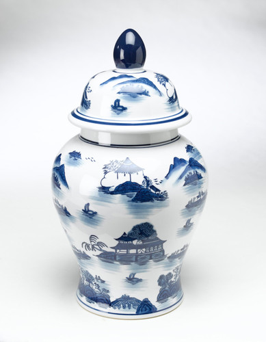 AA Importing 59760 Blue And White Ginger Jar With Lid Main image