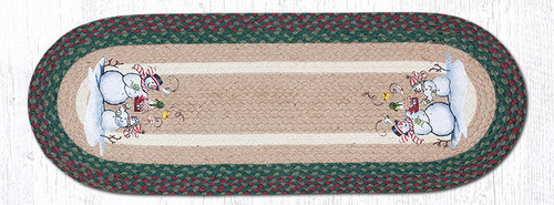 Earth Rugs OP-508 Birdhouse Snowman Oval Patch Runner 13" x 36" Main image