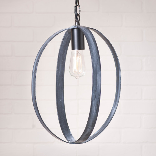 Irvin's Country Tinware 16-Inch Oval Sphere Pendant in Black Main image