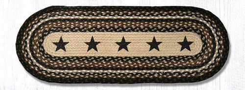 Earth Rugs OP-313 Black Stars Oval Patch Runner 13" x 36" Main image
