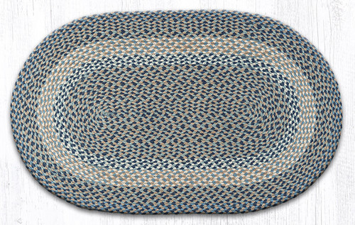 Earth Rugs C-05 Blue / Natural Oval Braided Rug 27" x 45" Main image